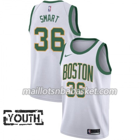 Maillot Enfant Boston Celtics Marcus Smart 36 2018-19 Nike City Edition Blanc Swingman